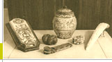 Carte postale : "Pavillon des Tabacs" - Exposition de 1937. R&acirc;pe &agrave; Tabac, Tabati&egrave;res et Pot &agrave; Tabac."